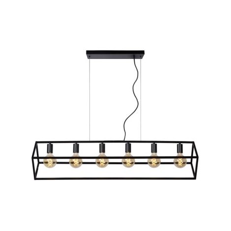 Lampada a sospensione loft nera Fabian 6xE27 Lucide