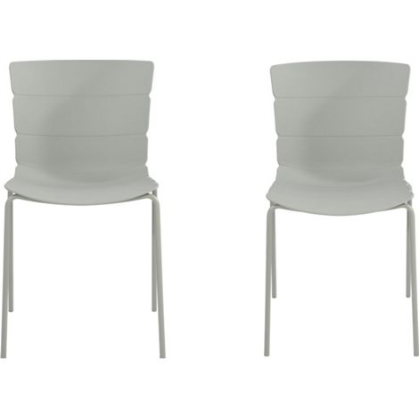 Bali Kitchen Chairs (Set of 2) - Plastic/Metal - L50.5 x W47 x H81 cm - Light Grey - Flat Packed
