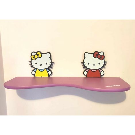 Mensola sagomata in mdf laccato opaco "hellokitty" cm 1,9 x 26 x 76