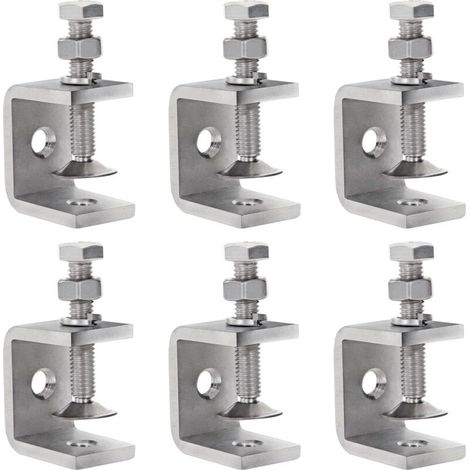 Pince en C en Acier Inoxydable, Serre-Joints Forme de U Robustes Réglables avec Une Large Ouverture de Mâchoire, 6PCS Fixation Outils pour Travail Bois Bricolage, Soudage, l'Ébénisterie, Réparation