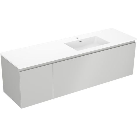 Mexen Orio mueble de baño 160 cm con lavabo Otis derecho, 1S, 1D, gris mate/blanco mate - 91A13-16047-3-BBFF62-W18P01 (1/5)