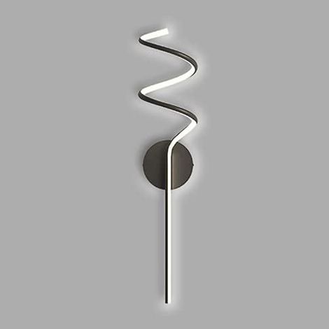 Applique murale longue en métal noir, applique murale en spirale linéaire créative avec abat-jour en bande acrylique, appliques murales à LED modernes, éclairage décoratif côté canapé simple lumière d (1/5)