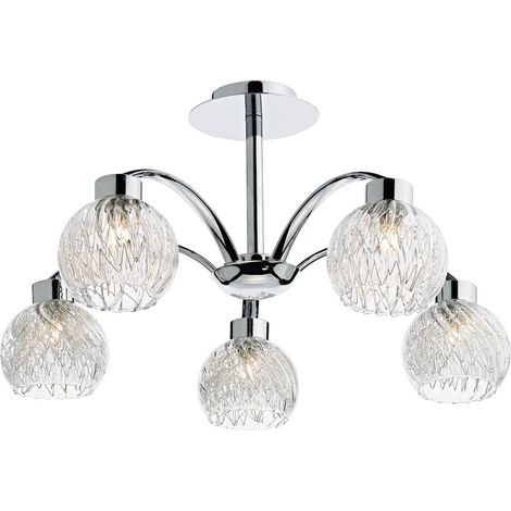 DAR YASMIN - Plafonnier Semi Plafonnier Chrome Poli, 5x G9 (1/5)
