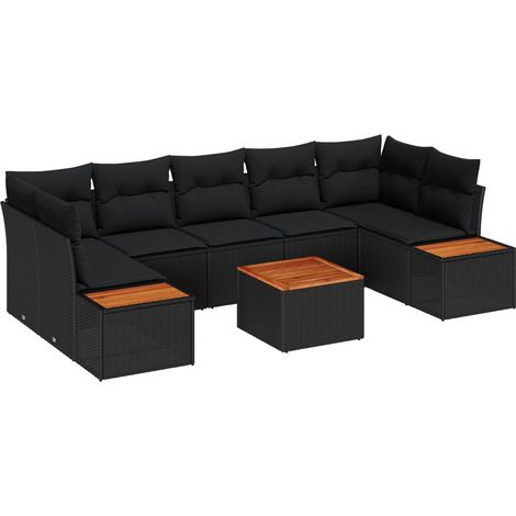 Maison Exclusive - Set Divano da Giardino con cuscino 8 pcs Nero Poly Rattan
