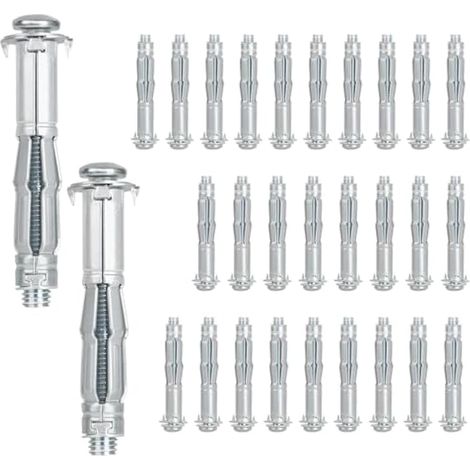 30 chevilles creuses M8 x 65 mm en métal galvanisé avec vis pour plaques de plâtre (1/5)