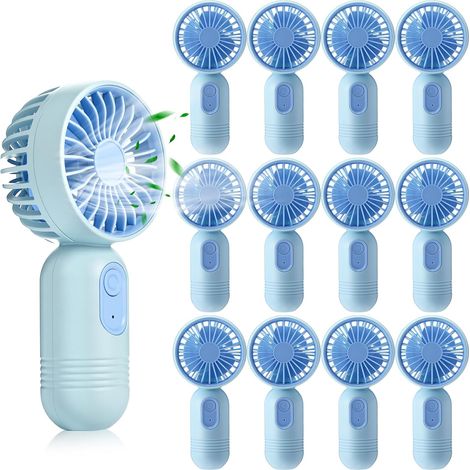 Ventilateur Portable Rechargeable - 3 Vitesses - USB - 12 Pièces - Pour Intérieur Extérieur Voyage Bureau - Bleu (1/5)