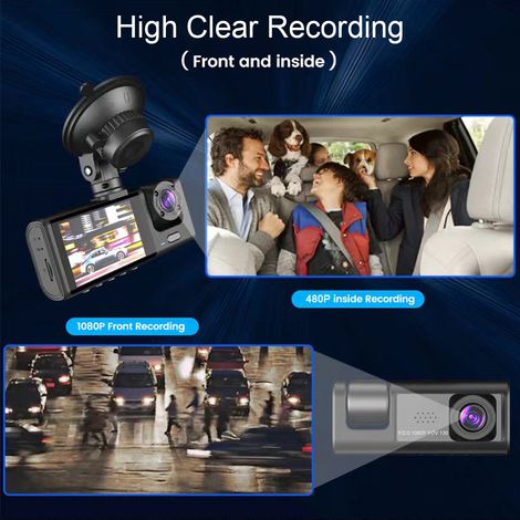 Caméra de tableau de bord DVR 1080P, enregistreur de conduite avant et arrière, écran de 2 pouces, Dashcam, prise en charge de la Vision nocturne, enregistrement en boucle, verrouillage à une touche. (1/4)