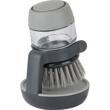 Lot distributeur savon brosse récurante avec support rangement pour ustensiles cuisine casserole vaisselle(Gris) (1/4)