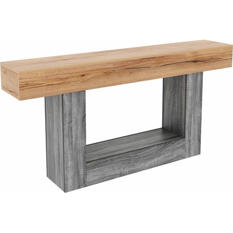 Consola de entrada bicolor con efecto madera 160 x 30 x 82,5 cm de aglomerado HOMVRA (1/5)