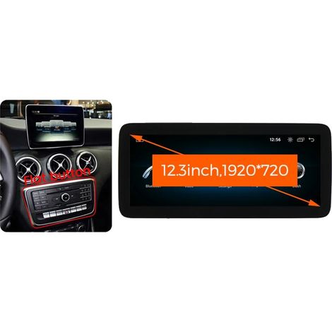 CarPlay, interfaccia touchscreen, alta risoluzione, compatibile con Mercedes-Benz Classe A CLA GLA W176 W117 X156 2013-2015, 12,3" NTG5.0 (1/2)