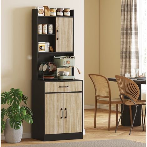 MEUBLIV Armario alto de cocina 60x40x180 cm efecto madera y negro con pasacables (1/5)