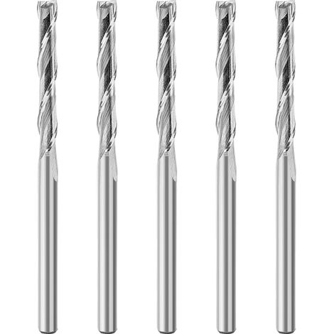 5pcs 3.1mm Shank Upcut 22mm Cutting Length Router Bit 2 Flute CNC Slotting Milling Cutter VHM Wood Router Bit Spiral Router Bit (1/5)
