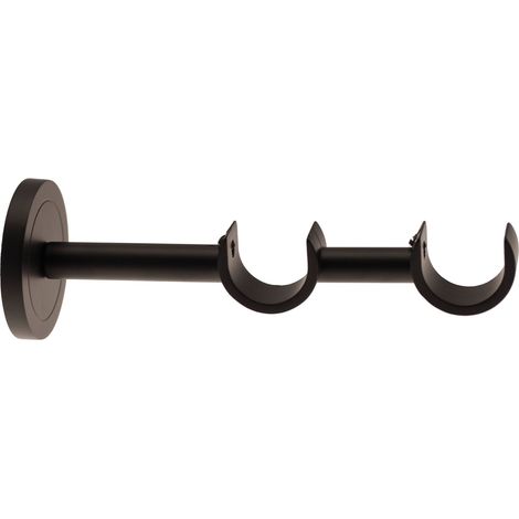 Support mural double ouvert ø28 – Métal noir satiné – Longueur 9,5/16,5CM – Pour tringle à rideaux – Ateliers 28 (1/3)