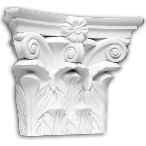 Pilaster capital Profhome 451301 Facade element Pilaster Facade moulding Corinthian style white