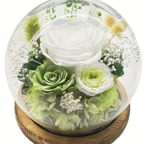 Caja de regalo con flores preservadas: cúpula de cristal esférica con tira de LED integrada un regalo práctico para cumpleaños y San Valentín. Estilo 8