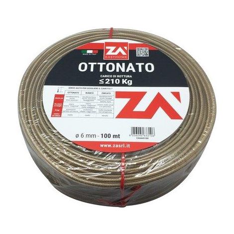 Cavetto acciaio ottonato trasparente mm 6,0 mt 100 (1/2)