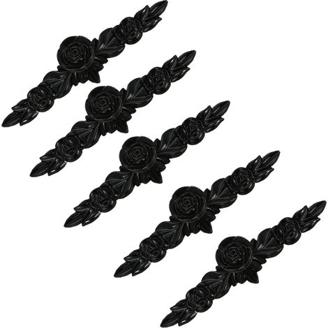 5pcs cabinet handles en forme de feuille, drawer handle,utilisée pour les placards rétro, les armoires, etc (170 mm, noir) (1/4)