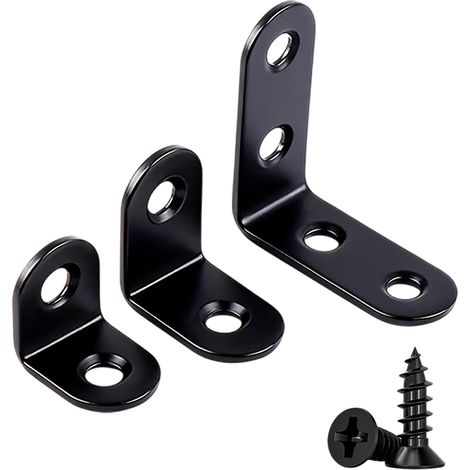 10 Pièces 50x50x20mm Équerres d'Angle Noires en L avec Vis (1/5)