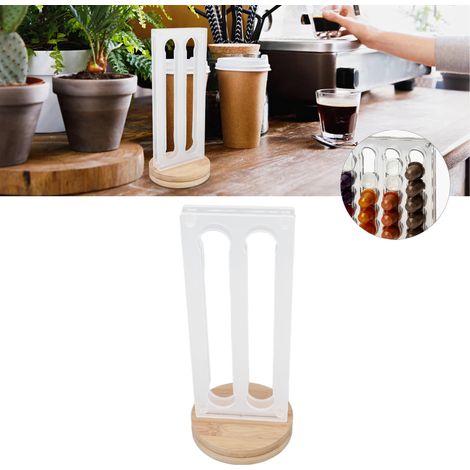 Estante para cápsulas de café de bambú y acrílico con capacidad para 28 cápsulas: organizador compacto para la cocina y el refrigerador.
