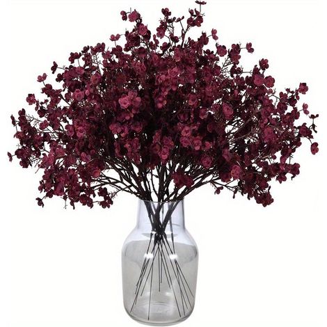 8 künstliche Seidensternsträuße, florale Dekoration für den Innenbereich, für Zuhause, Büro, Hochzeiten oder den Frühling, bordeauxrote Farbe.