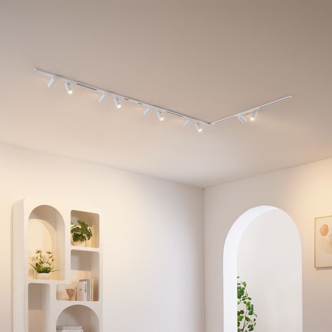 Système de spots sur rail magnétique blanc 3 m 10 spots LED 70W - Transformateur externe - Lyne