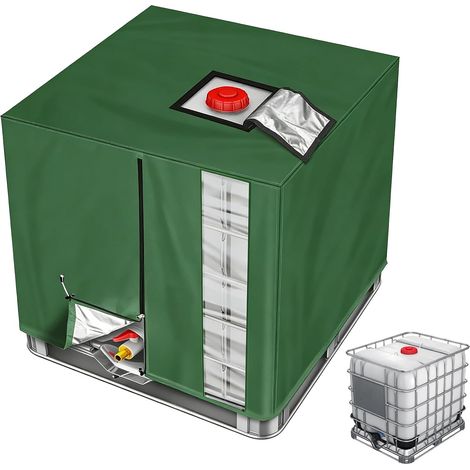 IBC-Tankabdeckung 1000L, Wassertankabdeckung mit UV- und Staubschutz, Tankschutzhülle mit Reißverschluss, 116 x 100 x 120 cm (Grün) (1/5)