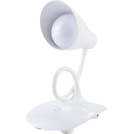 Lampe de table LED rechargeable, tactile, sans fil, à piles, avec 3 niveaux de luminosité et col de cygne flexible (blanche) (1/5)