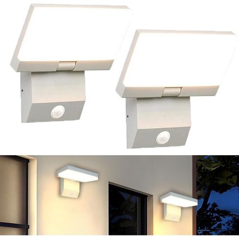 2PCS Applique murale LED extérieure 18 W avec détecteur de mouvement, en aluminium, IP65, applique murale LED pour porche, 90-265 V, blanc (3000 K) (1/5)