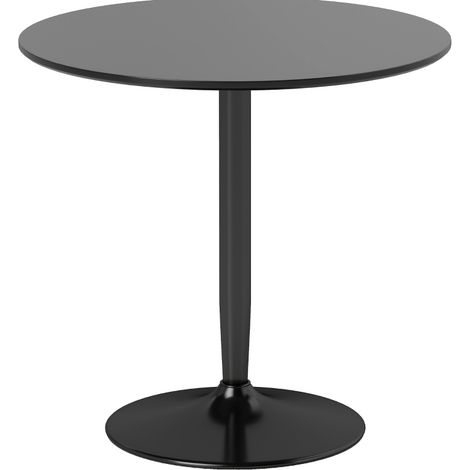 Table à manger ronde 2 personnes, plateau Ø80 cm, MDF et acier thermolaqué antidérapant, noir, idéale pour petite cuisine et salle à manger - CHICFURN (1/5)