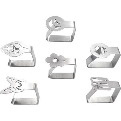 6 Pinces à Nappe Adaptées la Plupart des Épaisseurs de Table en Acier Inoxydable Argenté, Faciles à Utiliser Plusieurs Styles pour Pique- et Dîners Plusieurs Styles (1/5)