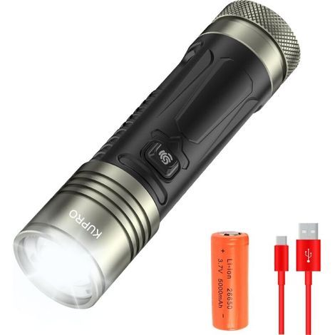 Superhelle, wiederaufladbare LED-Taschenlampe, batteriebetrieben, 200.000 Lumen, leistungsstarke taktische Stufenleuchte, dimmbar, 4 Modi, zoombar