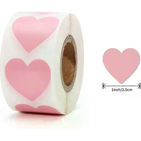 500 autocollants cœur rose à écrire soi-même (25 cm) - Décoration idéale pour ordinateur portable, tablette, réfrigérateur, étiquettes cadeaux (1/4)