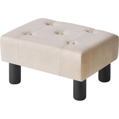 Repose Pied Salon, Petit Tabouret Pouf Ottomane Moderne, Repose-Pieds en Tissu de Lin pour Le Salon Convient pour Les Canapés, Les Couloirs, Les Chambres à Coucher, Beige HBD039Y (1/5)