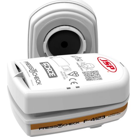 JSP – Paire de cartouches Press to Check™ A2P3 – Protection contre poussières, gaz et vapeurs – Compatible demi-masque Force 8 et 10 (1/5)