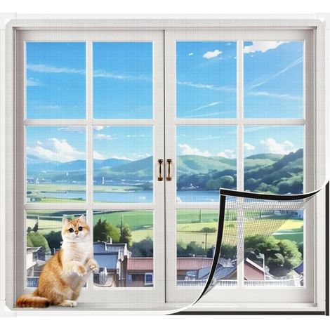 Magnetisches Fenster-Moskitonetz, 150 x 180 cm, automatisch schließend, verstellbar für die meisten Fenstertypen (1/3)