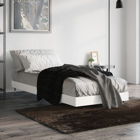 Bed Frame without Mattress White 75x190 cm Small Single Engineered Wood vidaXL (1/5)