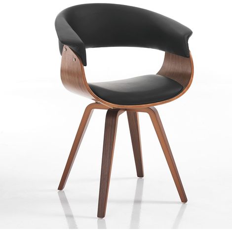 Silla de diseño moderno para comedor de madera y cuero Michigan - Nogal (1/5)