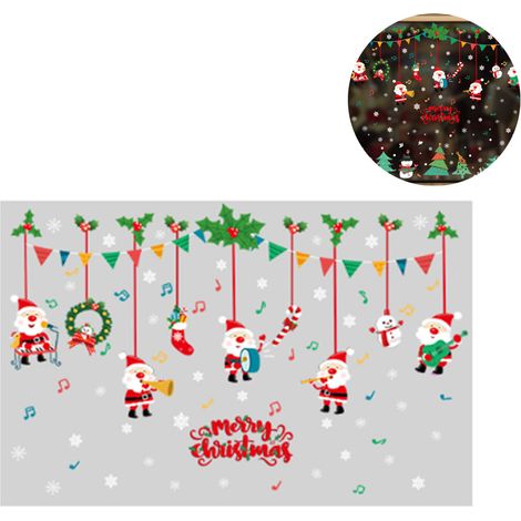 Sticker Fenêtre Noël - Autocollant Verre Réutilisable Sans Colle - Décoration Festive Pour Vitre Porte Cuisine Salle De Bain - Lot De 12 (1/5)