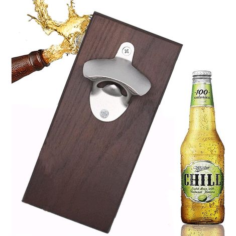 Bottle Opener Bottle Opener Wooden Magnetic Wall Mount Beer Bottle Opener for Home Kitchen Garden Patio Caravan Indoors and Outdoors Bottle Opener (1/5)