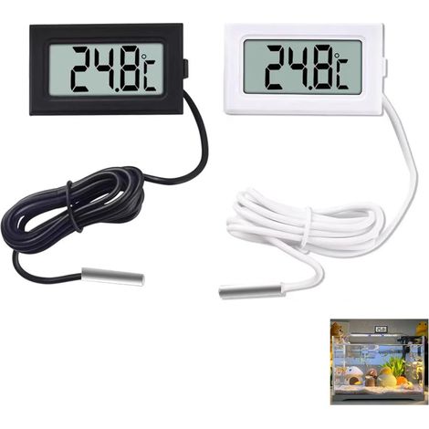 2 Pièces Digital LCD Thermomètre, Temperature Numérique avec Écran LCD, Thermometre Frigo, Sonde Temperature Digital,Mesure -50 ℃ +110 ℃