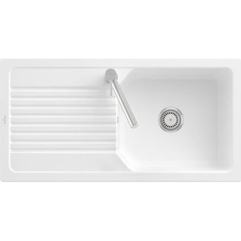 VB SP Linara 60 Plat 980x490mm Ablgarn. Évier en céramique TIG. Blanc pierre c+