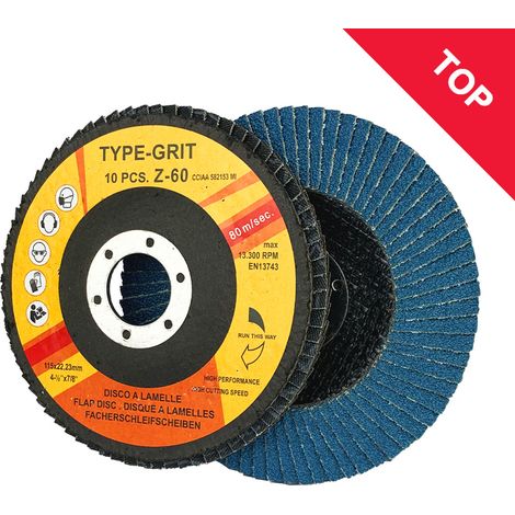 Disco lamellare per metallo/inox supporto rigido fibra vetro D.115x22 Gr.60 Rosver 10Pz