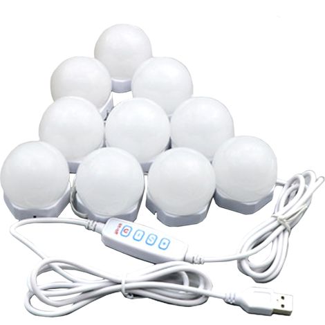 Lampe LED Pour Miroir - 10 Ampoules - 3 Températures De Lumière - 10 Niveaux De Luminosité - Fixation Adhésive - 1 Pièce (1/5)