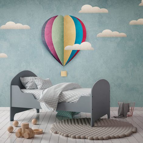 Fototapete Profhome 383011 heißgeprägte Vliestapete glatt Kindertapete matt blau weiß rot lila 3,71 m x 2,8 m