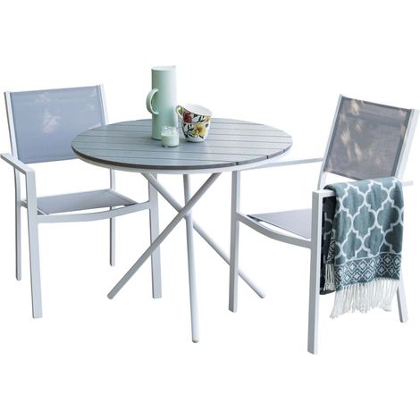 Parma set de jardin table, 2 chaises  gris. (1/2)