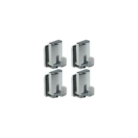 Lot de 4 crochets inférieur de porte de douche, chromé / roulettes, YQ-1012 (1/5)