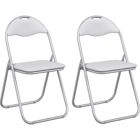Maison Exclusive - Sedia pieghevole 2 pcs Bianco e Grigio 48 x 43,5 x 81 cm