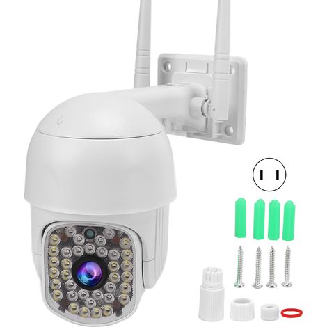 Caméra IP WiFi 2MP 1080P HD, détection de mouvements, intercom vocal, vision nocturne, étanche, pour système de sécurité domestique, prise US 110-240V, sans fil. (1/5)
