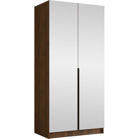 Armario Closico Staton III, Nogal + Negro, 215x100x58cm, Puertas de armario: Con bisagras, Número de estantes: 0