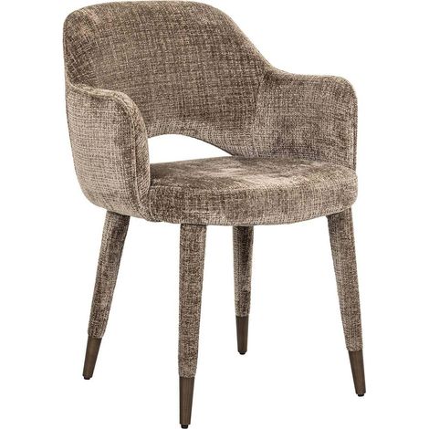 Chaise design ignifuge en chenille élégante - Marron chiné élégant (1/5)